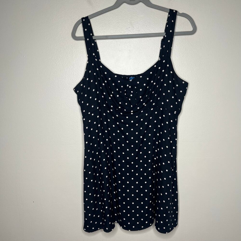 Old Navy Fit & Flare Mini Dress Navy White Polka Dot Women's L Petite Nautical - Picture 2 of 12